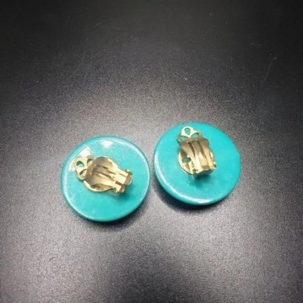 Vintage Turquoise round clip on earings